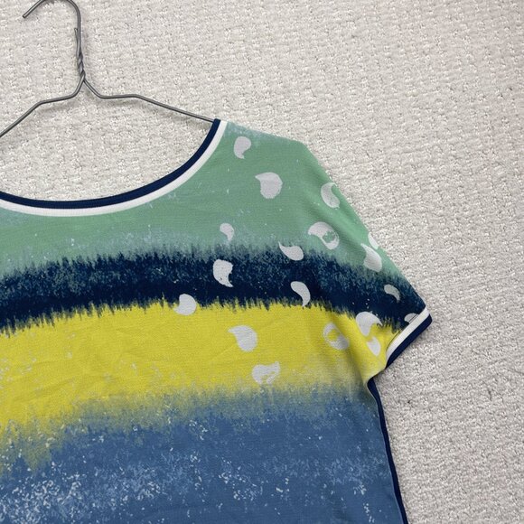 Brax Feel Good Abstract Multicolor Watercolor AOP Boho T-Shirt Womens Sz 36 - Picture 3 of 10